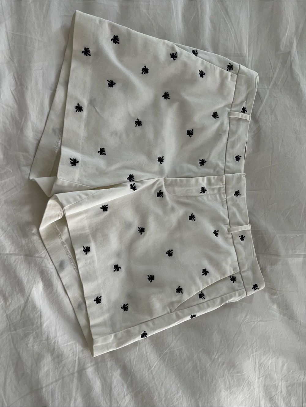 Banana Republic White High-Waist Shorts with Black Embroidered Accents